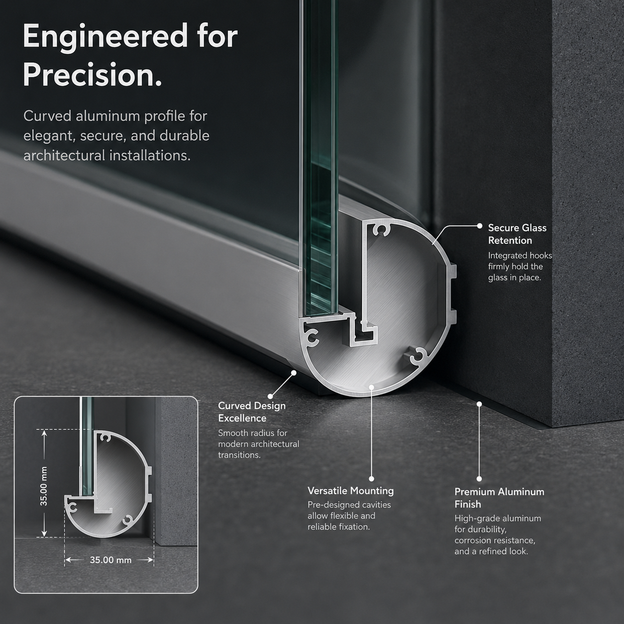 Furniture aluminium profiles used in an interior furniture application