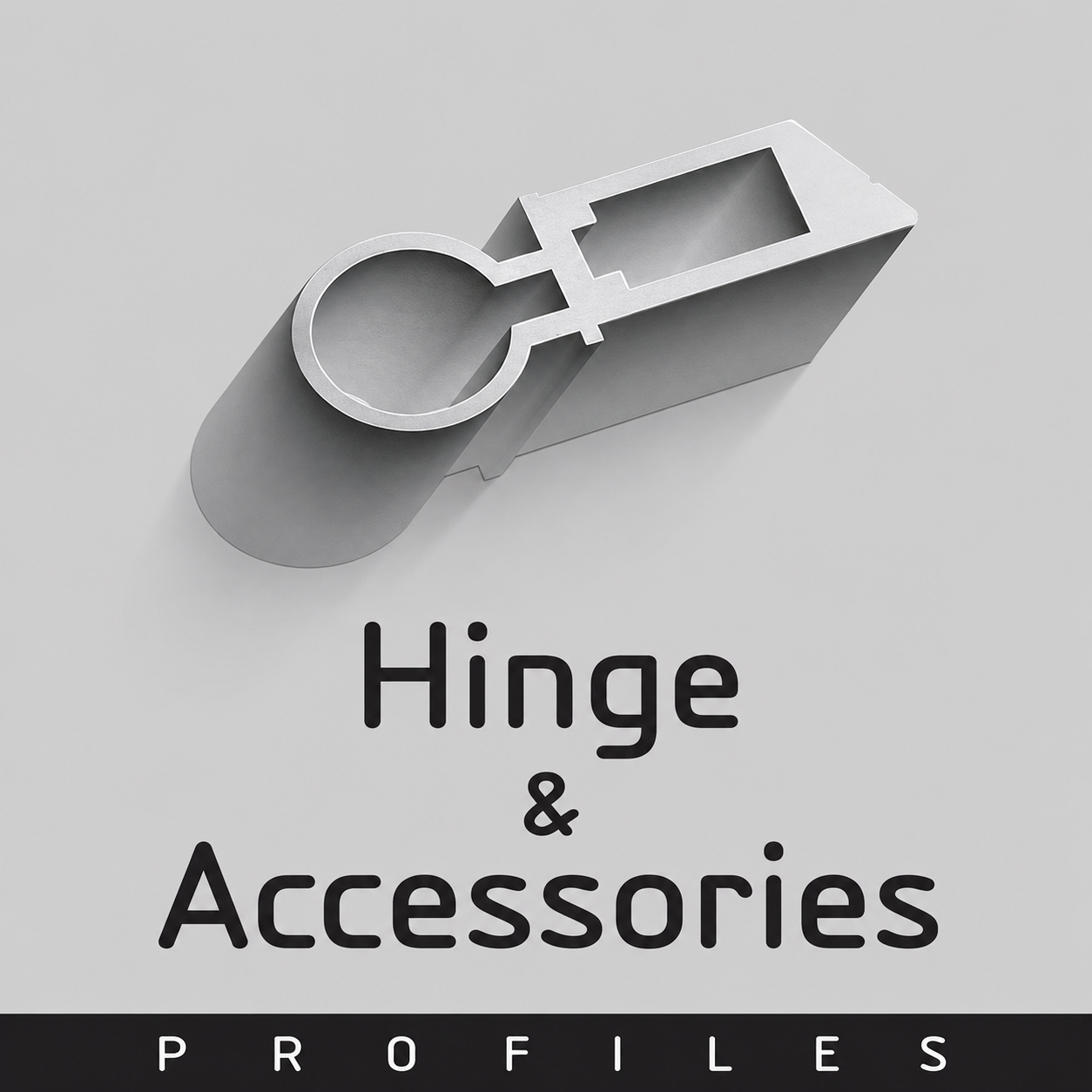 Hinge and accessory aluminium profile for functional connection details