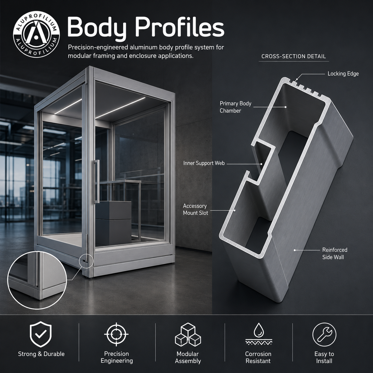 Vehicle body aluminium profiles used in a transport equipment application