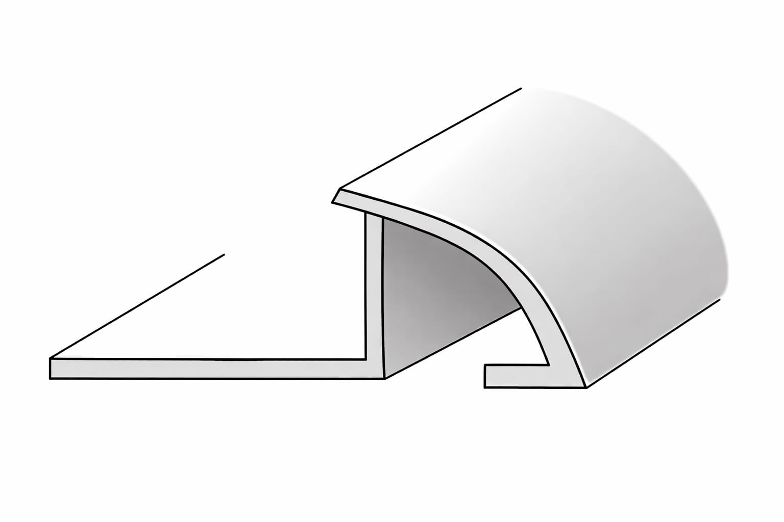 Closed round edge trim — hygienic aluminium tile profile