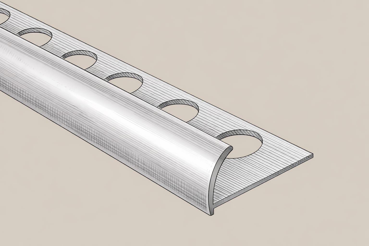 Round edge trim — quarter-round aluminium tile profile