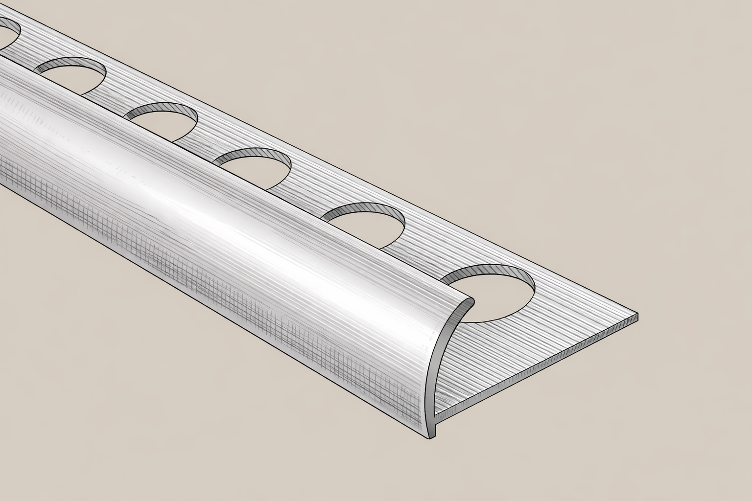 Round edge trim — aluminium quarter-round tile profile by Aluprofilium