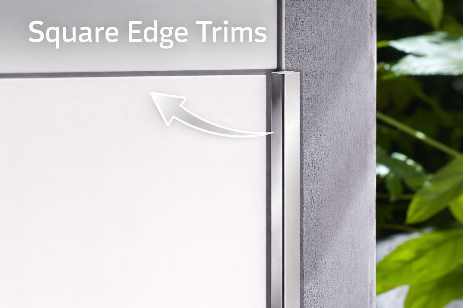 Square edge aluminium profile — example installation with clean sharp tile termination
