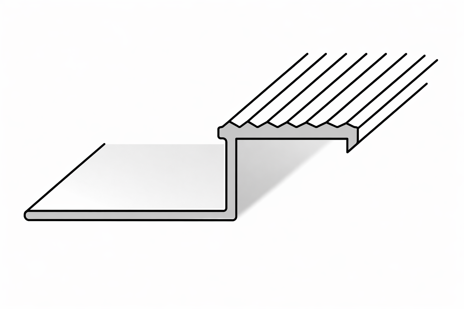 Aluminium stair profiles — L-shape tread and edge trim by Aluprofilium