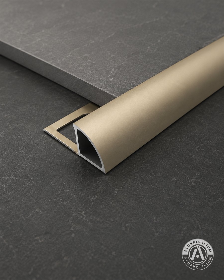 Closed round aluminum trim profile for smooth transition and decorative edge protection