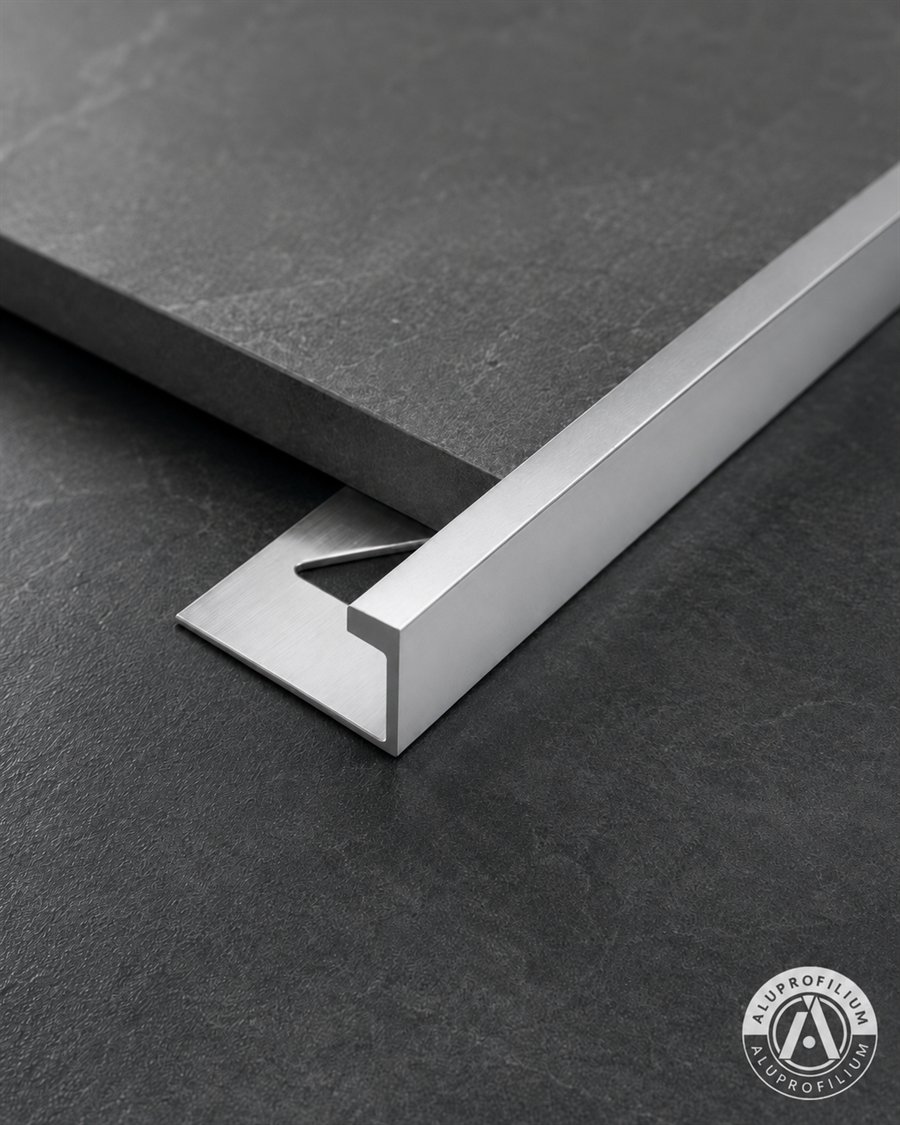 Minimal straight edge aluminum trim for clean ceramic tile edge finishing